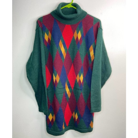 Vivre Sweaters - Vivre Wool Arygle Turtleneck Tunic Sweater Women Size L Long Sleeve Holiday